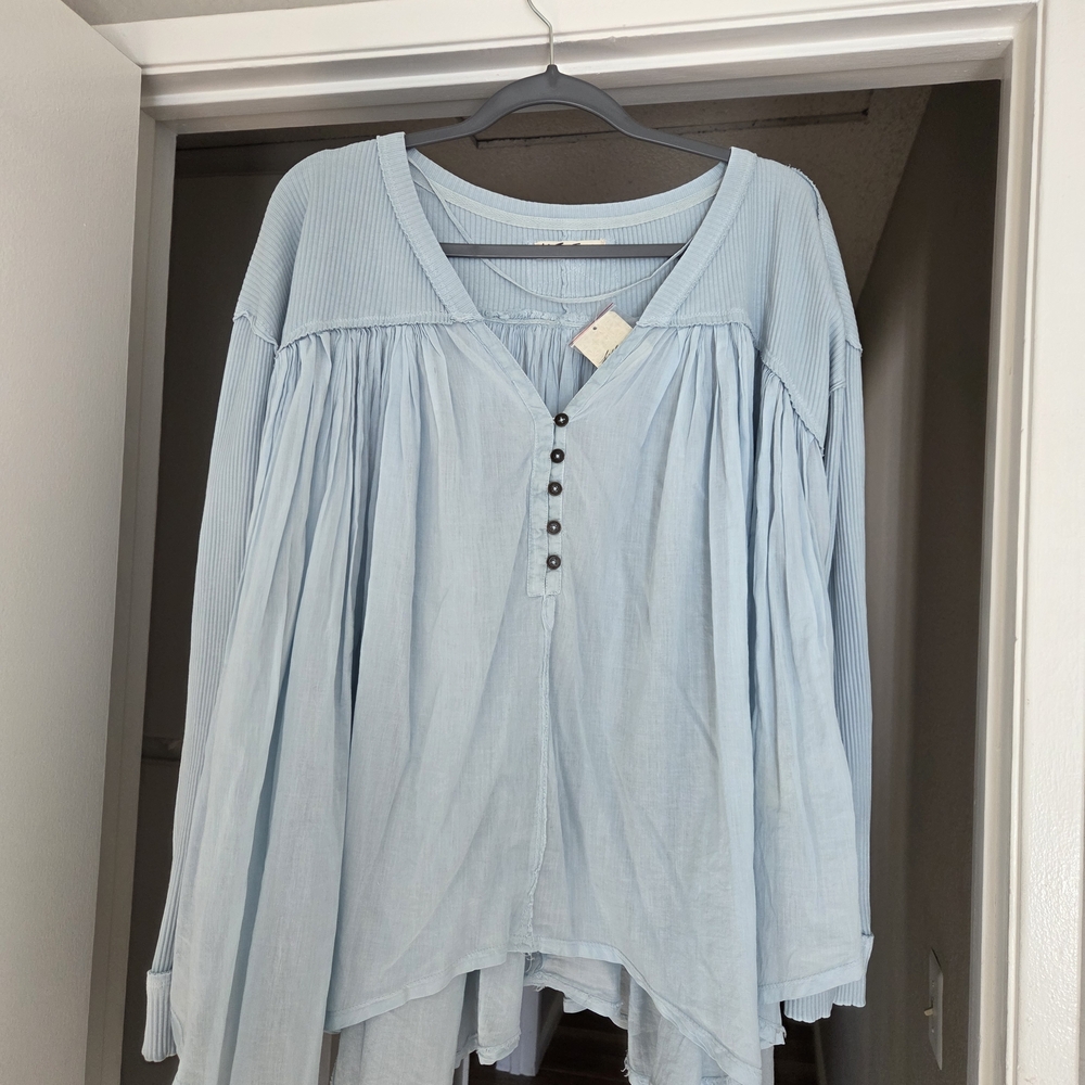 We The Free Light Blue Blouse